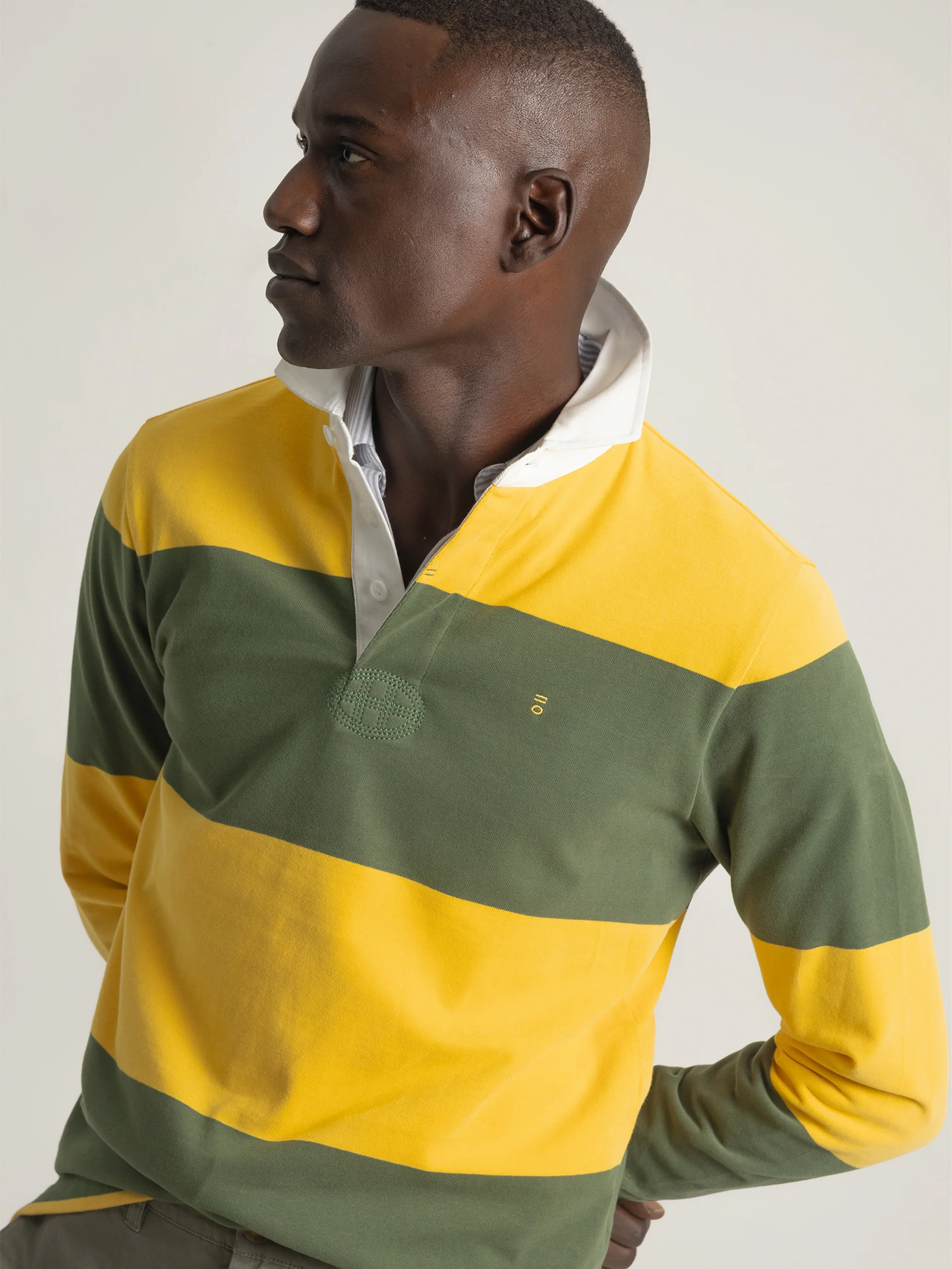 POLO RUGBY RAYAS VERDE