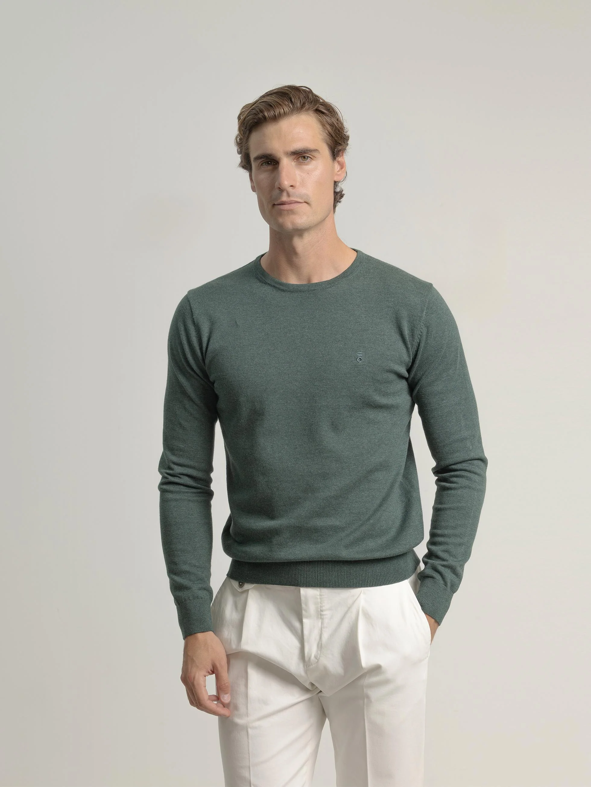 JERSEY ALGODÓN CUELLO REDONDO VERDE BOSQUE