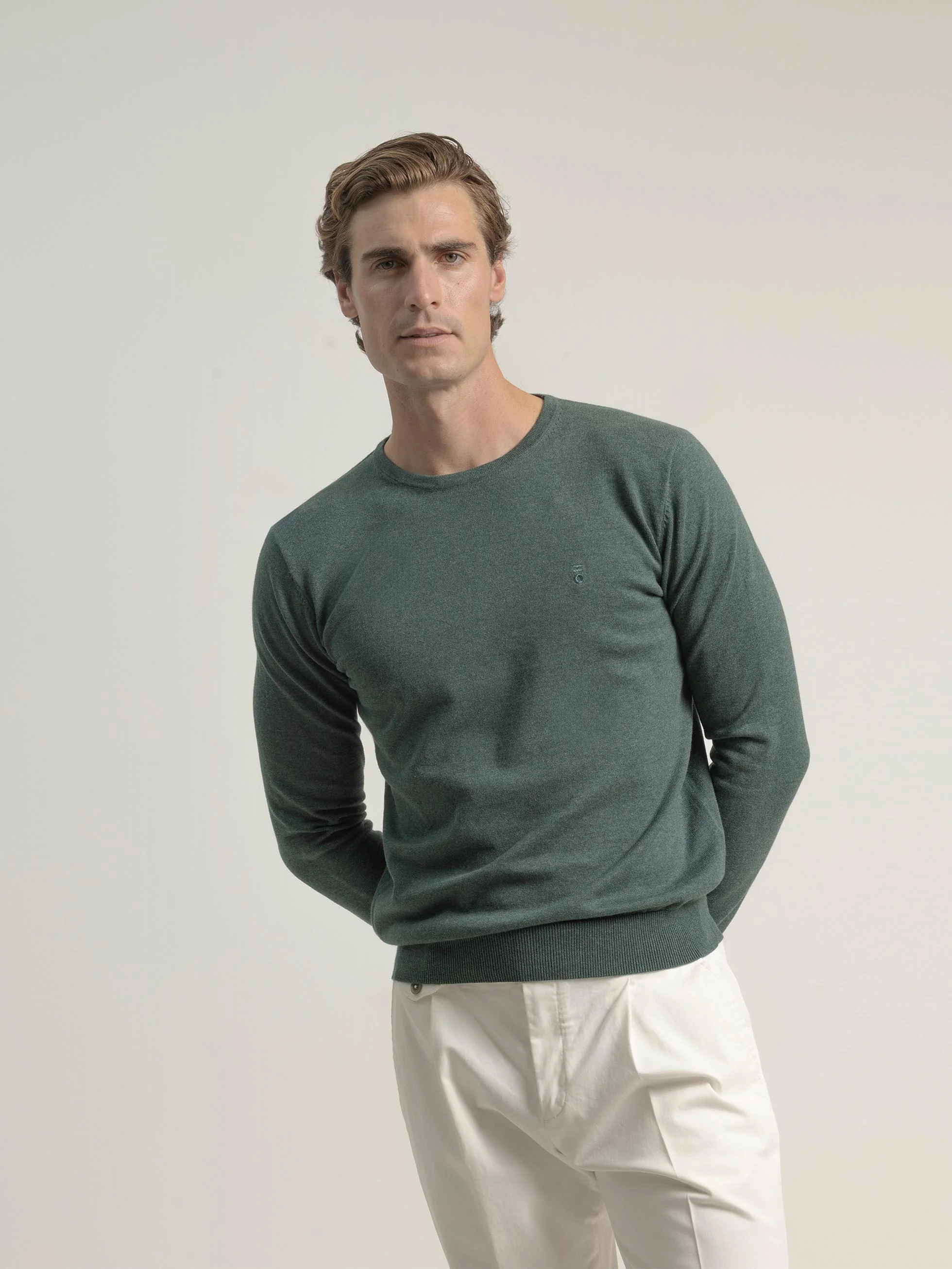 JERSEY ALGODÓN CUELLO REDONDO VERDE BOSQUE - Image 3