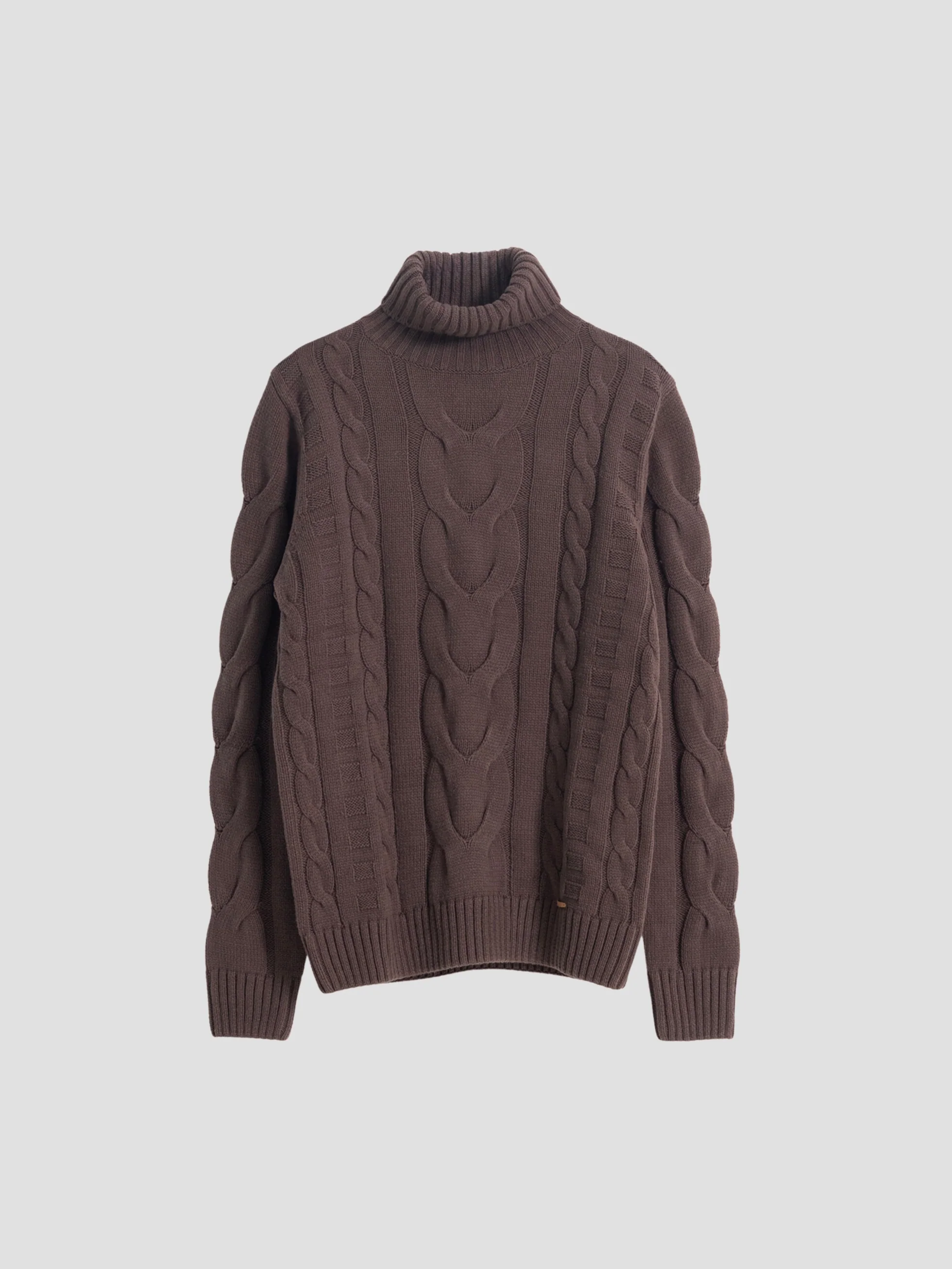JERSEY CABLE KNIT CUELLO ALTO CHOCOLATE - Image 5