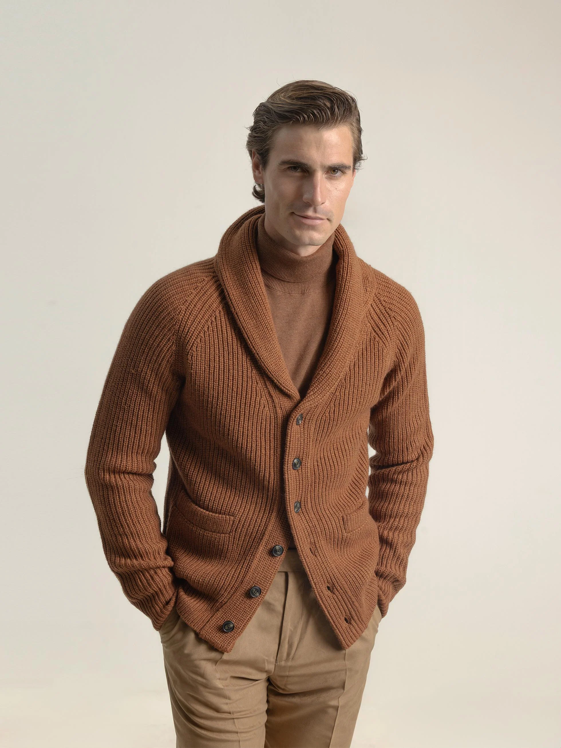 CARDIGAN CANALÉ CUELLO SHAWL TERRACOTA