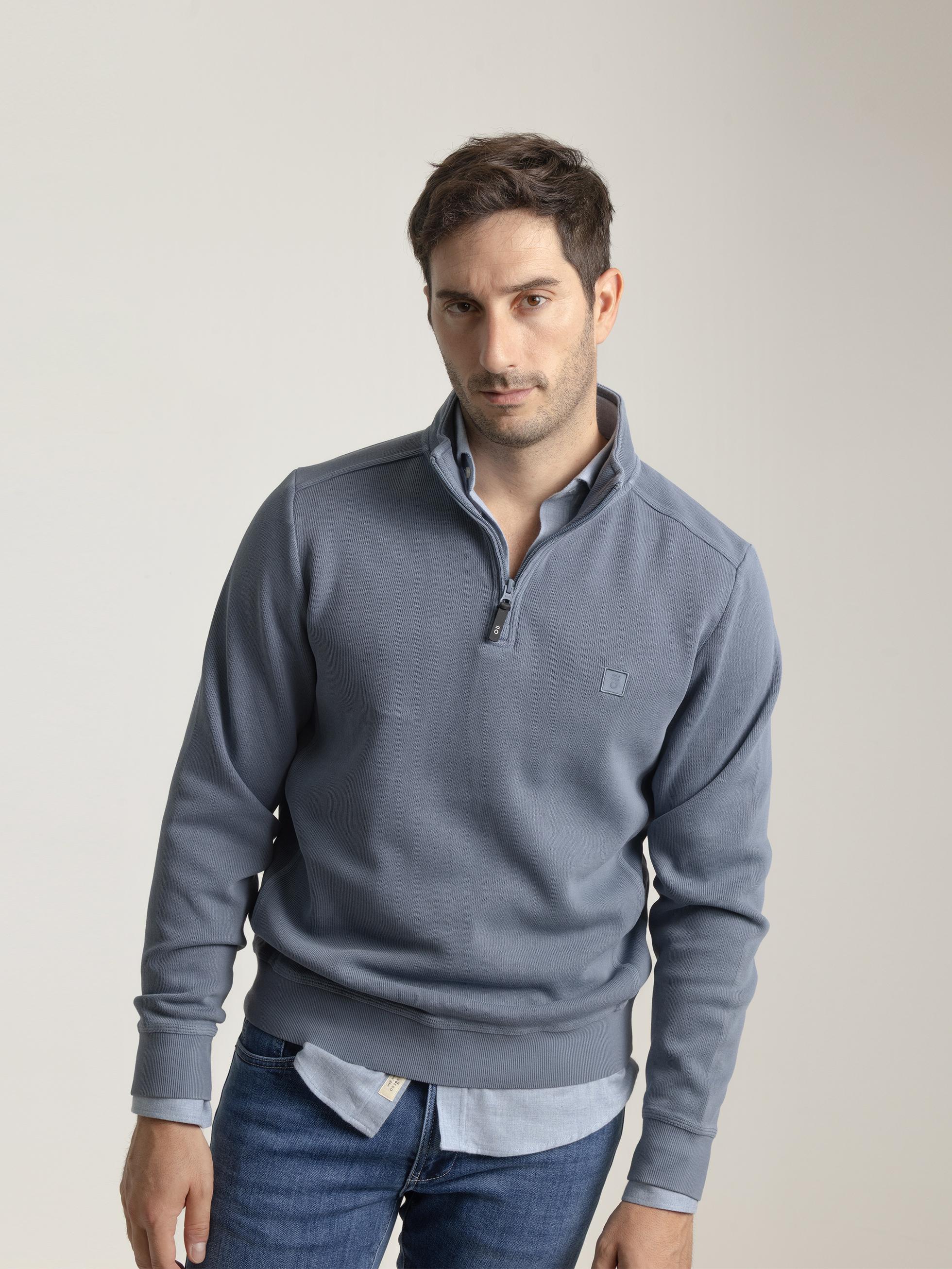 SUDADERA CUELLO CREMALLERA AZUL - Image 3