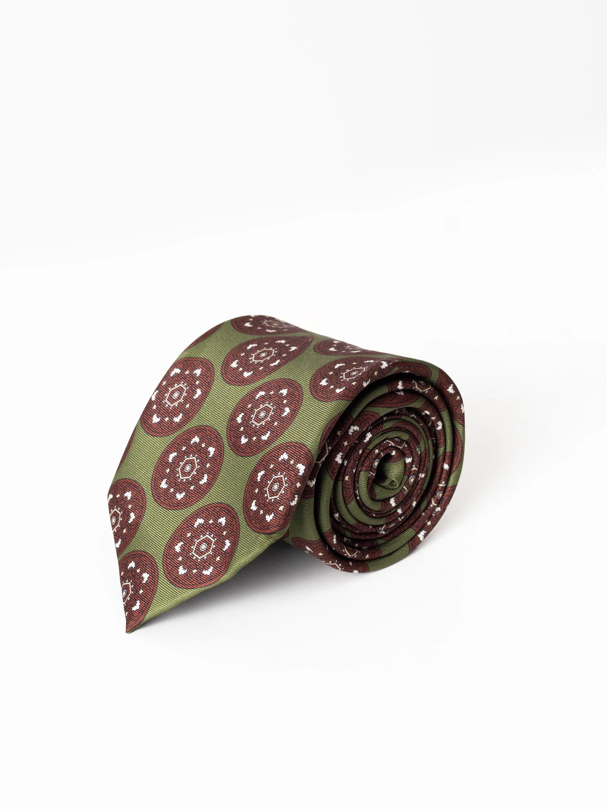 CORBATA ESTAMPADO GEOMÉTRICO OLIVA