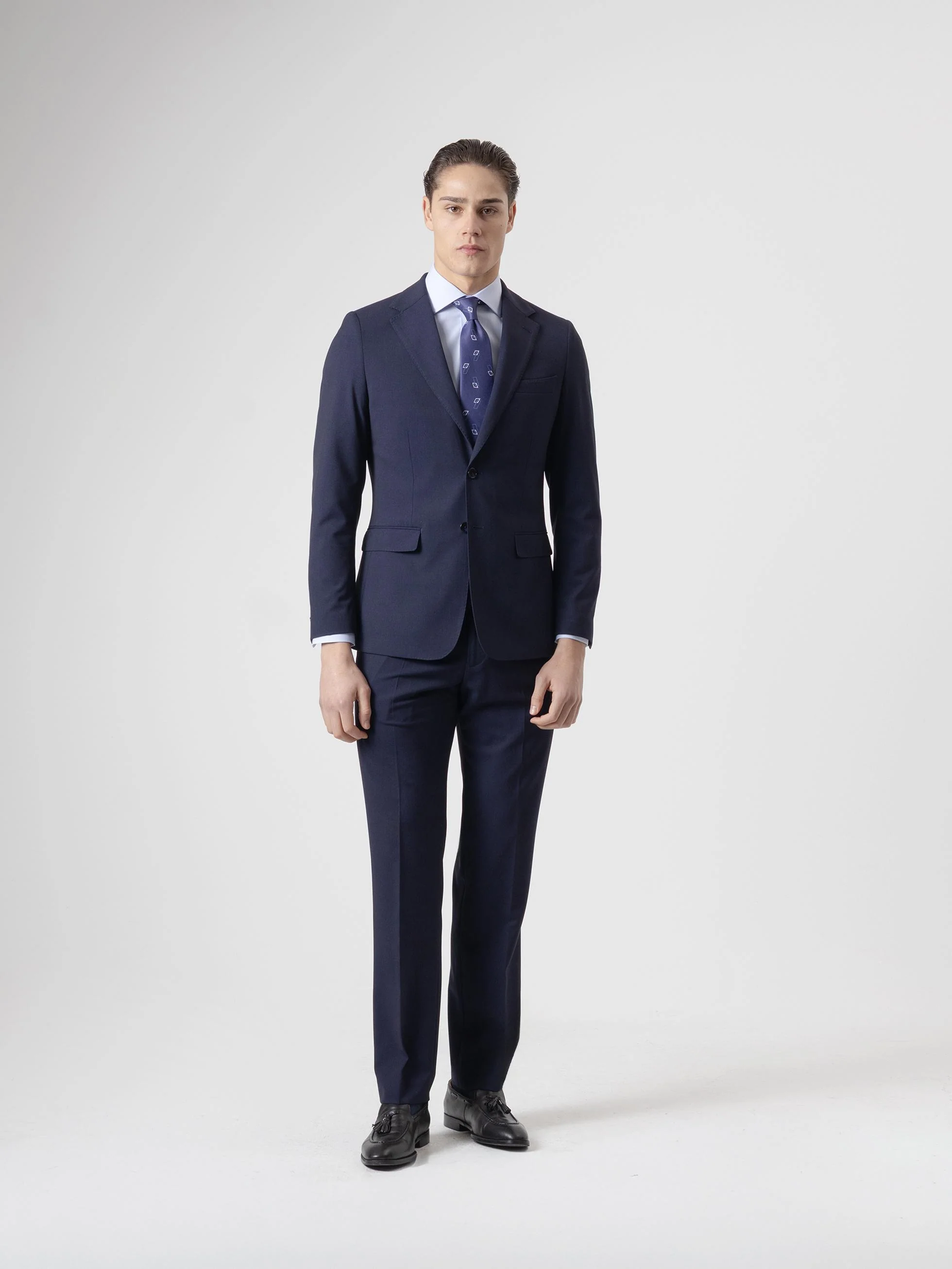 TRAJE MICRO CUADRO MARINO