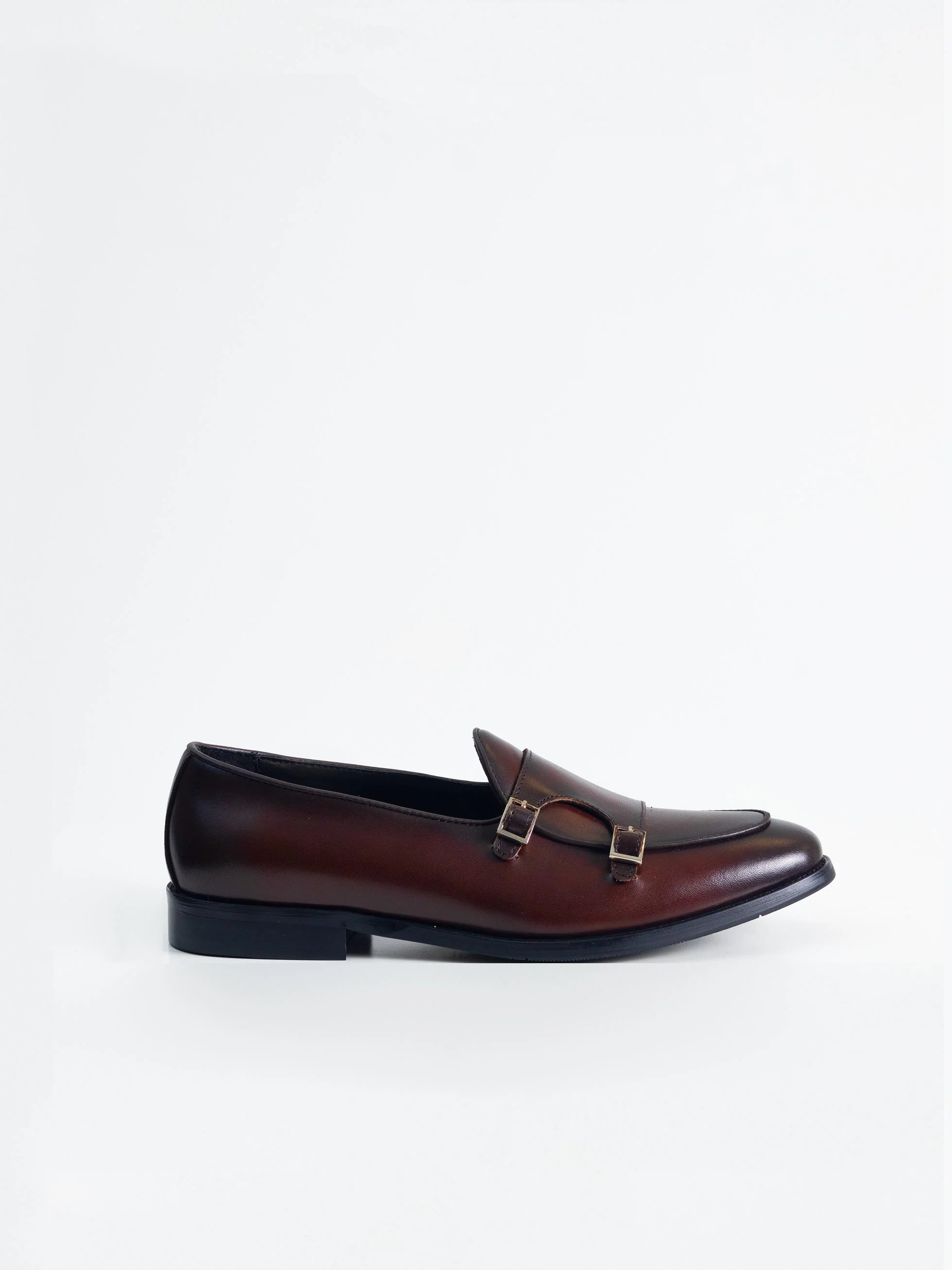MOCASÍN MONK PIEL BURDEOS